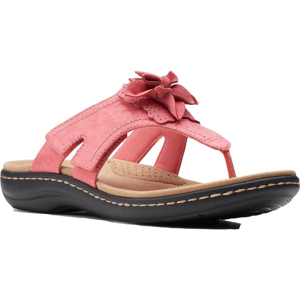 Clarks Womens Laurieann Gem Pink Leather Slip On Thong Sandals Shoes NWOB